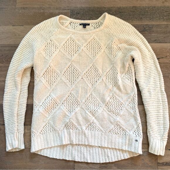 American Eagle Outfitters Sweaters - American Eagle Outfitters Crème Crew Neck Knitted Pullover Sweater Size Large